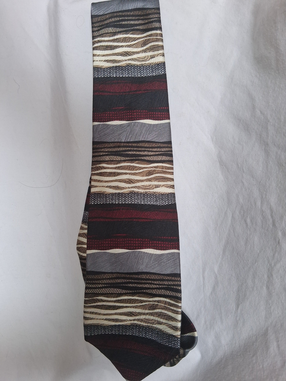 Today's Man Patterned Silk Tie in Burgundy, Gray, Cream